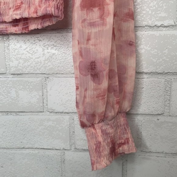 NWT Bar III Floral Print Smocked Waist Top - Picture 5 of 11